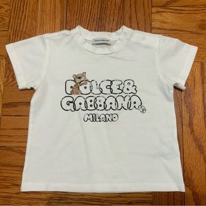 Baby Infant Dolce & Gabbana White Cotton Leopard Logo Short Sleeve T-shirt 9-12m